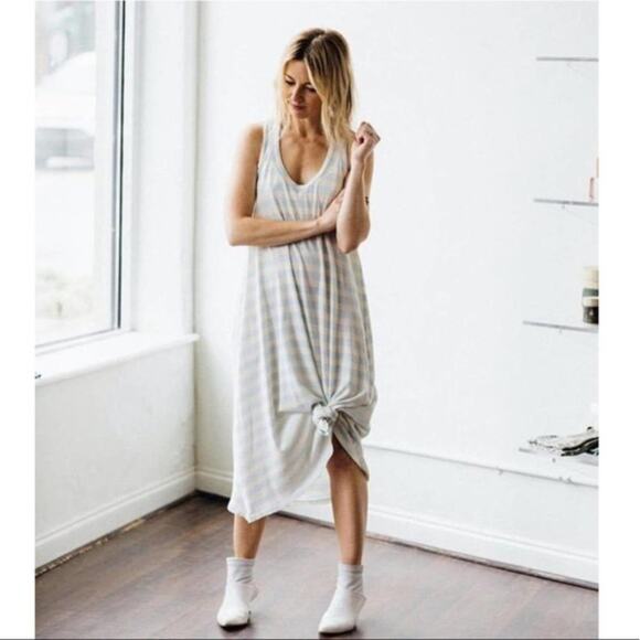 THE GREAT. Swing Tank Maxi Dress Pastel Blue Stripe Sz S NWT $225 {GG23}